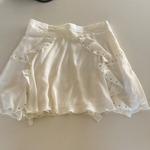 Zara Cream Ruffle-Trim Mini Skirt